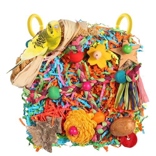 Bird Toys, Parakeet Toys Bird Foraging Toys Grass Mat Climbing Wall for Parakeet,Parrot,Cockatiel,Conure,Lovebird,Budgie Cage Small to Medium Birds (Twinkle Star) - color: Twinkle Star