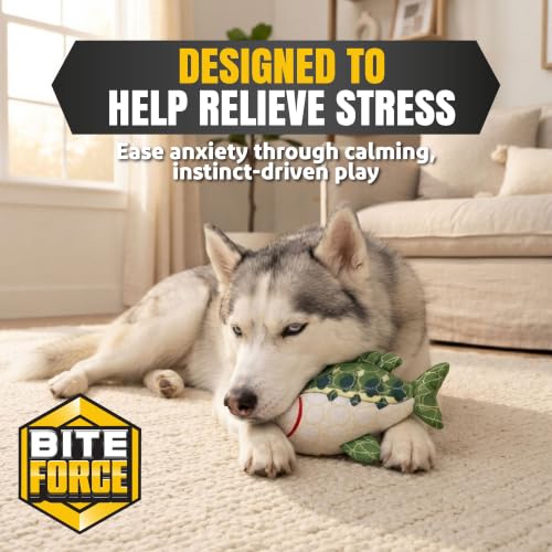 Bite Force Dog Toy - Durable & Strong Plush Fish with Squeaker, Kevlar-Reinforced for Aggressive Chewers. - color: Fish