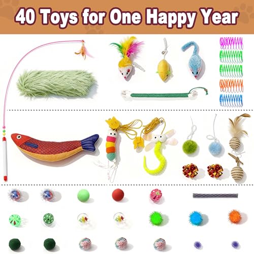 41 Pcs Interactive Cat Toys for Indoor Cats, Kitten Toys - style: Contemporary