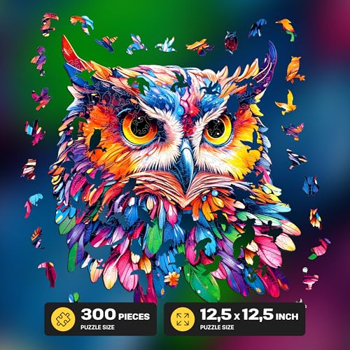 ESC WELT Wooden Owl Puzzle 300 Pieces - Captivating Mind Entertainment for Teens and Adults - Fun and Environmentally Friendly Toy - Challenging Jigsaw Game - Wooden Puzzle - color: Owl, size: 300 pcs
