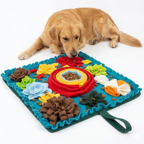 PET ARENA Dog Snuffle Feeding Mat, Adjustable Nose Work Activity Toy - color: Large Colorful - Flower Design