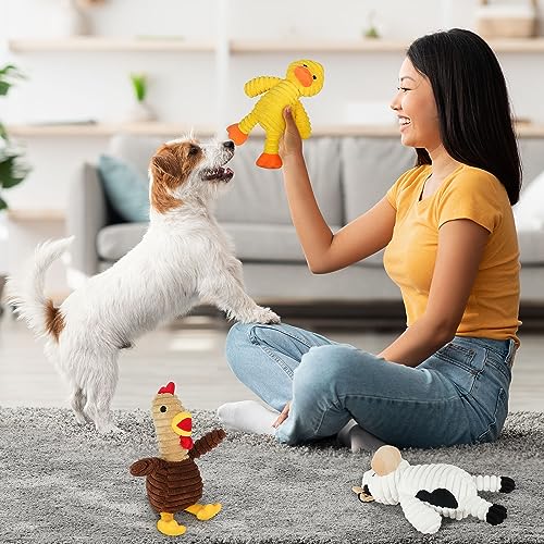 PrimePets Dog Toys, 5 Pack, Plush Dog Squeaky Toys, Assortment Value Bundle Animal Pet Toy for Small Medium Large Dogs, Stuffed Puppy Chew Toy