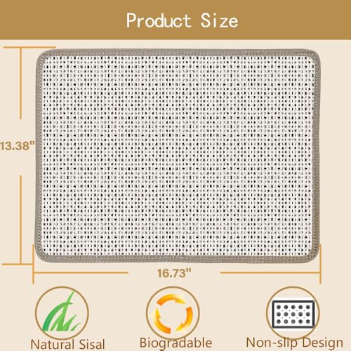 Sisal Cat Nail File Scratcher, 80-Grit Aluminum Oxide Scratch Pad - size: 16.73"×13.38"