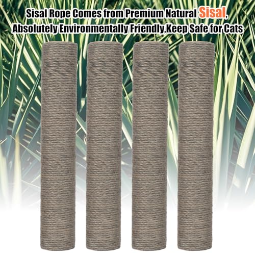 PowerKing Natural Sisal Replacement Scratching Post, 15.7'' 2 Pieces M8 Cat Scratch Post Refill Pole Parts for Refurbishment, Include Screws (Grey) - color: Grey, size: 15.7''+15.7'' (2.67''Thick)