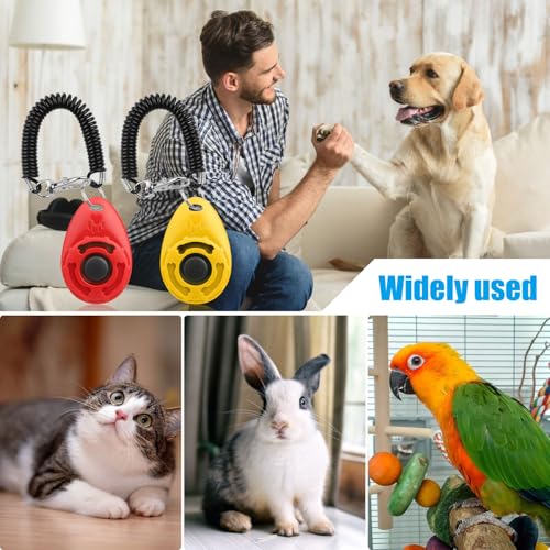 Diyife Dog Clicker for Training, 2 Pack Dog Training Clicker - color: Red and Yellow