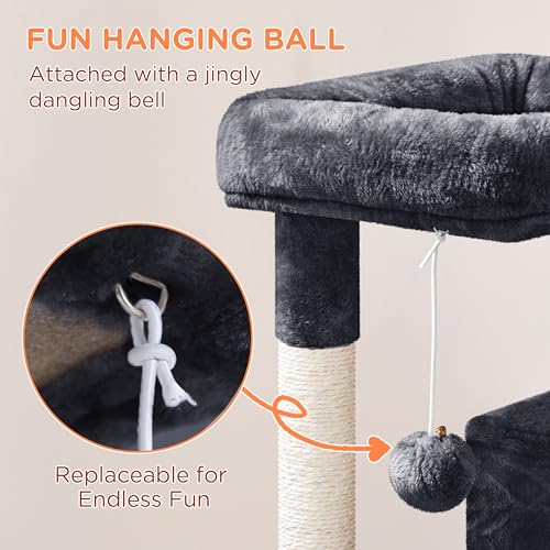 Yaheetech 36in Cat Tree Tower with Large Perch for Senior Kittens - color: Graphite Gray, size: 36in