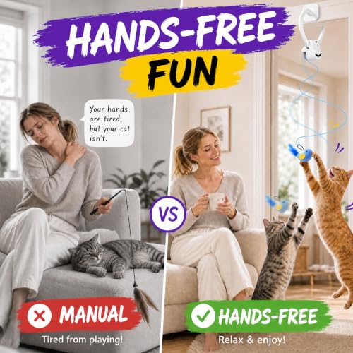 Interactive Cat Toys for Indoor Cats, Clip-On Automatic Flying Bird - color: White