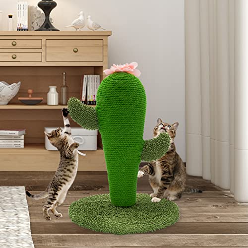 AUSCAT Cat Scratching Post, Cute Cactus Scratching Post, Nature Sisal Cat Scratcher for Indoor Cats and Kittens - color: Cactus