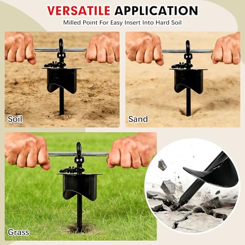 Snagle Paw Dog Tie Out Stake with Lock-Cap,Heavy Duty Dog Stakes for Outside/Yard/Camping with Shock Absorbing Bungee Tether,360°Swivel Rust Proof Ground Anchor for Dog Cable,Leash,Chain,up to 360 Lbs - color: Black, 17in Stake (No Cable)