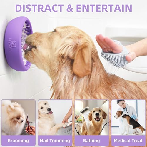 Dog Lick Bowl, Bestalk Anxiety Relief Lick Mat for Dogs, Non-Slip Freeze Licking Bowl Enrichment Puzzle Feeder for Distraction, BPA Free Silicone, Dishwasher Safe(Purple,S) - color: Purple, size: Small