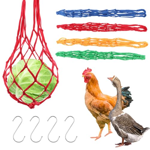 4 Pack Chicken Vegetable Hanging Feeder Mesh Veggie Holder Bags