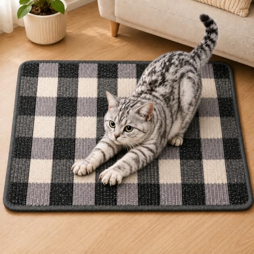 Cat Scratcher Mat, Natural Sisal Cat Scratch Pad for Cats - color: Black White