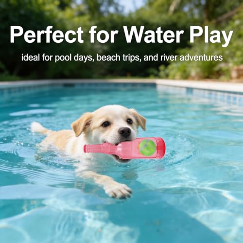 Ball in Bottle Dog Toy - Interactive Crunch and Play Bottle with Tennis Ball Inside for Dogs, Squeaky Puppy Toy(Pink, Large) - color: Pink, size: Large