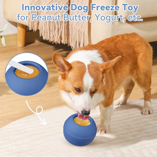 Long-Lasting Interactive Dog Lick Toy, Stuffable Dog Enrichment to Keep Dogs Busy, Wobbly Treat Dispensing Freezable Chew Toys, Food-Grade Safe (Dark Blue,M) - color: Dark Blue, size: M