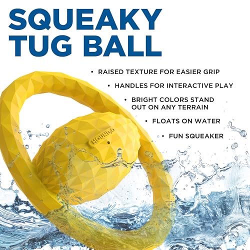 Playology Hound2O Squeaky Tug Ball - Floating Outdoor Dog Toy - Yellow - color: Yellow