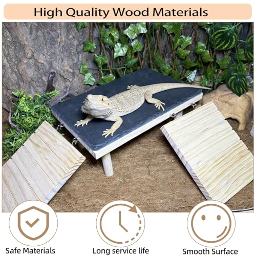 Bearded Dragon Basking Platform Reptile Hideout Climbing Tank Accessories - size: Medium