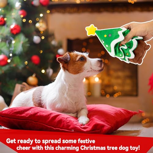 Christmas Dog Toy, Squeaky Crinkle Xmas Tree and Santa - style: Christmas Toy