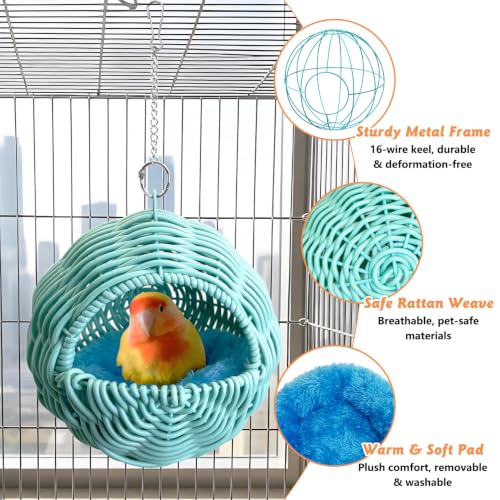 BNOSDM Bird Nest with Soft Pad Hanging Small Parrot Bed Set (Blue) - color: Blue Hanging Nest - G-Type