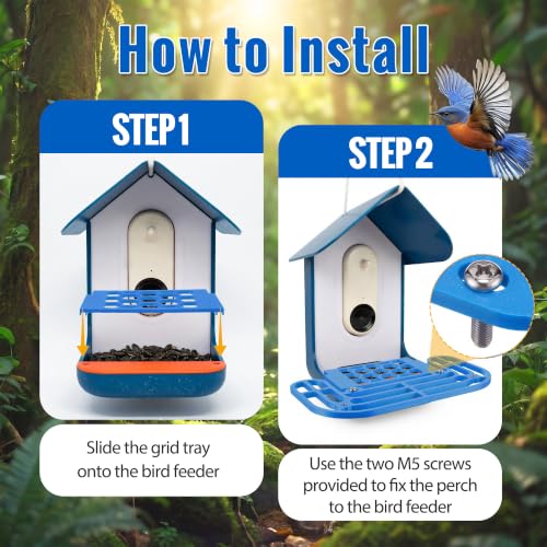 Saillong 2-in-1 Bird Feeder Kit, Compatible with BirdBuddy Feeder, Blue - color: Blue