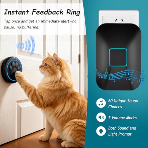 Halo Paw Smart Dog Door Bell–BK Dog Bells to Go Outside (2 Chimes & 1 Bell) - color: 2 Receivers & 1 Bell