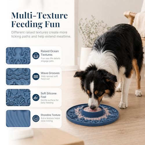 WorWoder 2-in-1 Lick Mat for Dogs, Built-in Slow Feeder Bowl
