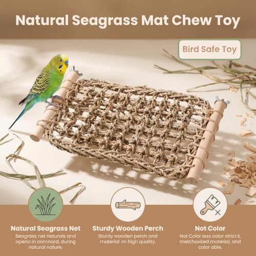 Cockatiel Hammock Bird Climbing Rope for Parrots Seagrass Mat for Bird 13×7