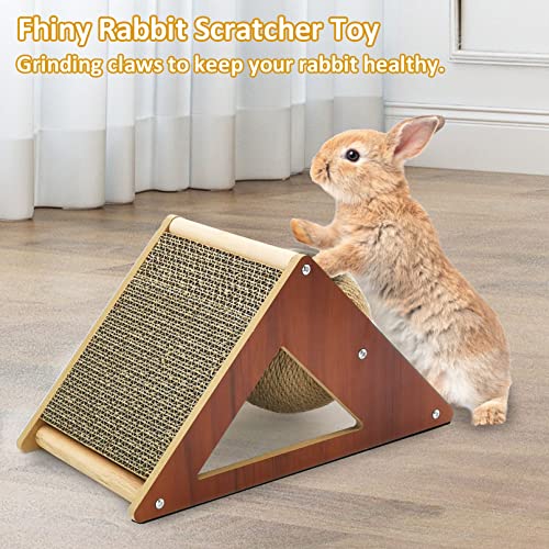 Fhiny Rabbit Scratch Ball, Sisal & Corrugated Paper Bunny Claw Grinding Toy - style: Triangle Scratch Toy