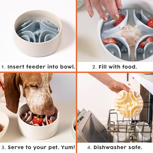 Great Vibes - Silicone Slow Feeder Insert for 6 Inch+ Dog Bowl (Mauve) - color: Mauve