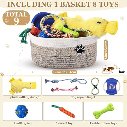 Zopeal Dog Toy Gift Basket Set for Puppy Birthday, Khaki - color: Khaki