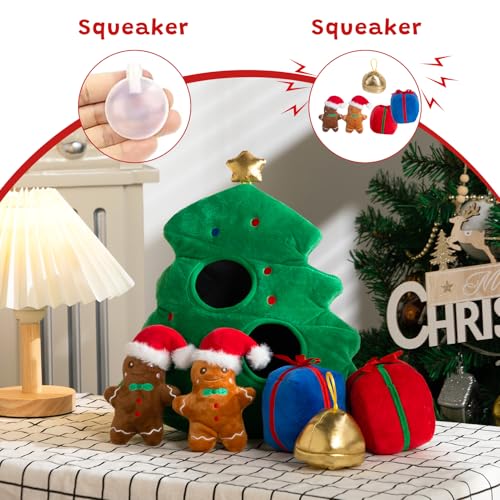 Hollypet Christmas Squeaky Hide and Seek Dog Toys for Small and Medium - style: Christmas Tree