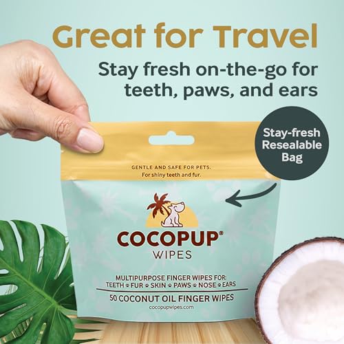 Cocopup Dog & Cat Dental Wipes, Coconut Oil Finger Toothbrush Cleaner