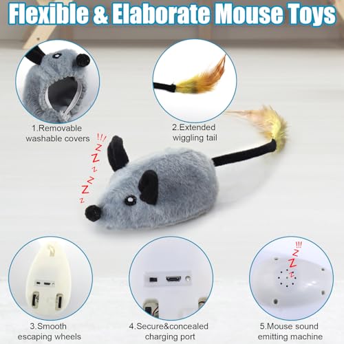 Interactive Dog Toys, Fake Mouse Moving Dog Toy with Automatic Sensor - color: Gray Remote Version