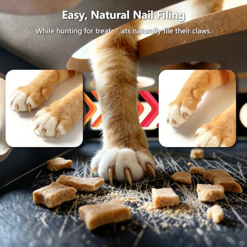 Cat Nail File Scratcher Box MDF Puzzle Toy with Sandpaper - color: Brown