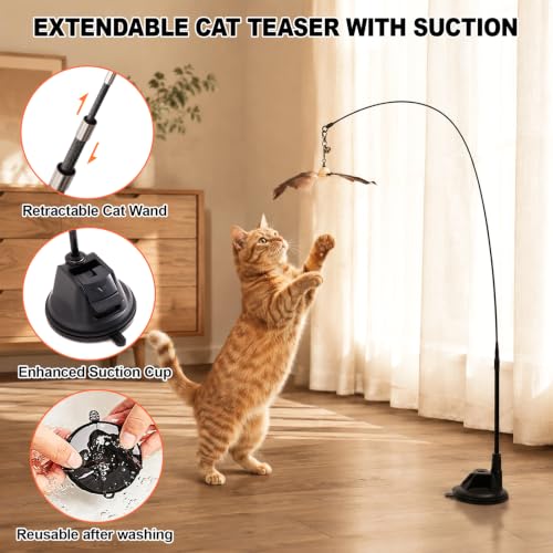 9PCS Interactive Bird Simulation Cat Toy Set with Suction Cup Indoor - color: suction cup