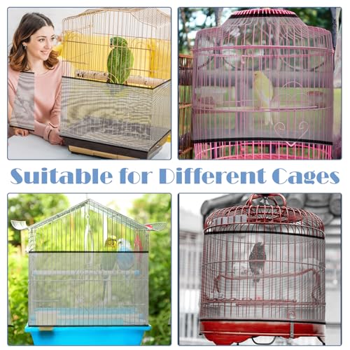 Trinkrittey Adjustable Bird Cage Seed Catcher Net Cover Elastic Band Mesh Cover Black for Parrot Cages - color: Black