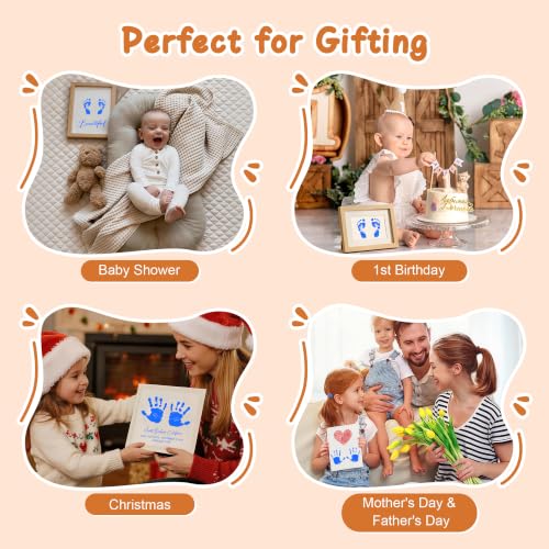 Baby Hand and Footprint Paint with Sponge Head, 2.54 fl oz, Non-Toxic & Acid-Free, Washable Baby Safe Paint for Newborn Keepsakes, Dog Nose & Paw Prints, Ideal New Mom Gift - Blue - color: Blue