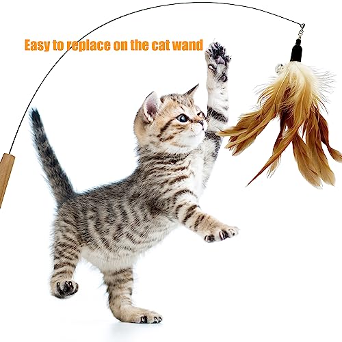Cat Feather Toys Refill, 16 Pieces Cat Wand Replacement Feathers Toy for Indoor Cats - color: 16PCS Cat Feather Toy Refills