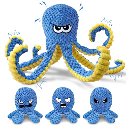 Interactive Dog Toys, 4 Pack Octopus Squeaky Hide And Seek Large Dog Toys - color: 4 Pack Octopus