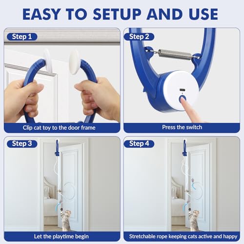 Wortade Automatic Hanging Cat Toy, Electric cat Teaser, Dark Blue - color: Dark bule