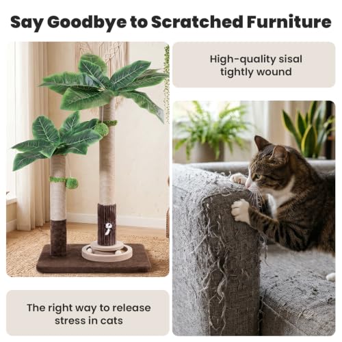 Woochpet 2Cat Posts with Cat Toys,Scratching Post for Adults Cat or Kitten - color: 37.8-Green, size: 37.8in