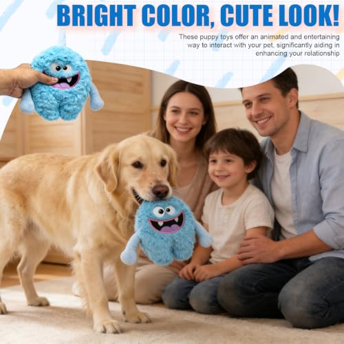 Monster Stuffed Squeaky Dog Toy, Crinkle Dog Plush Toy, Light Blue - color: Light Blue