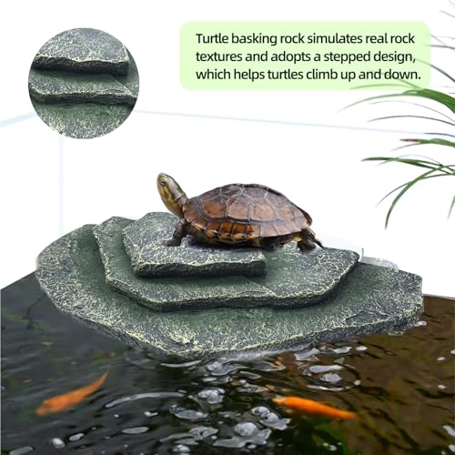 kathson Turtle Basking Platform Dock Rock,Resin Floating Resting Terrace - color: Teal：7.3”L×3.5”W×1.4”H