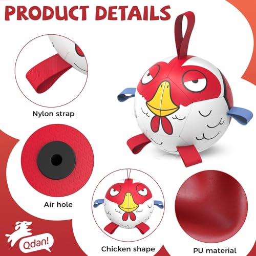 QDAN Small Puppy Dog Soccer Ball with Straps, Durable Herding Toys, 5 Inch - color: Red, size: 5 Inch
