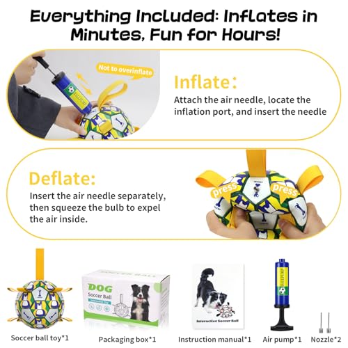 Dog Soccer Ball with Straps, 6 Inch for Small and Medium Dogs, A - color: Yellow