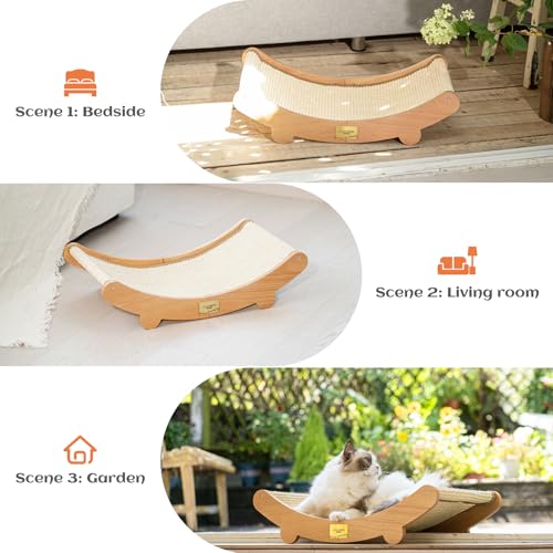 CHEERHOME PETS Sisal Cat Scratcher Bed for Indoor Cats Hammock for Scratching Pad Cat Chair Natural Sisal Scratch Post for Large Cats Scratcher Lounge, Wooden Cat Furniture(Large) (Pack of 3) - size: Standard (Pack of 3)