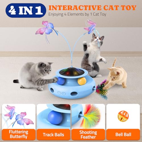 Pawtners Cat Toys, Automatic Interactive Kitten Toys for Indoor Cats, Blue - color: Blue