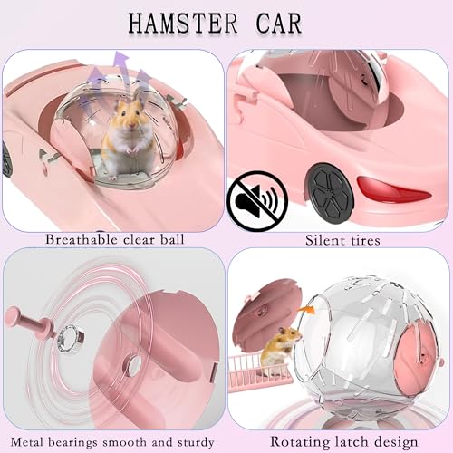 4.8 Inch Hamster Ball | 3-in-1 Hamster Car Toy (Pink)