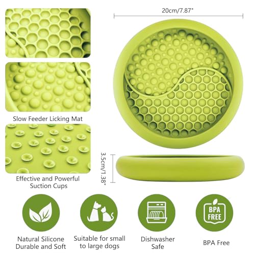 Dog Lick Bowl, Non-Slip Lick Mat Slow Feeder for Dogs & Cats - color: Green, size: Large