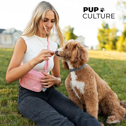 Pup Culture Dog Treat Pouch with Poop Bag Dispenser and Removable Treat Pouch | Cross Body Dog Walking Bag | The Perfect Puppy Training Tool and Even Better Gift - color: Lavender