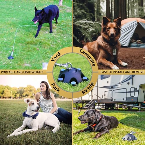 Patented 360° Swivel Dog Tie Out Stake Dog Anchor for Small to Large Dogs Up to 150lbs - Dog Yard Leash Stake with 5 Strong Tether Holds 1000lbs of Pull Force (Stake with 20ft Cable) - size: stake with 20ft cable